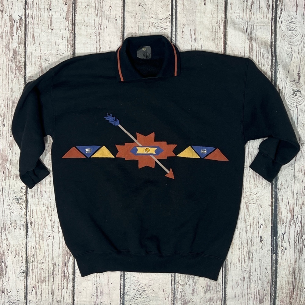 VTG Tribal Native American Aztec Mens Pullover Sweatshirt